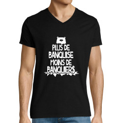 T-shirt homme col V noir Plus de banquise (Gondrax,Slogans engagés,Ecologie)