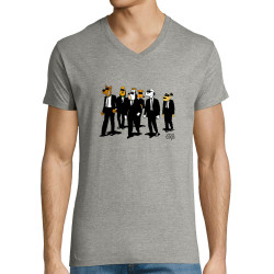 T-shirt homme col V gris chiné Reservoir Dogs (Gondrax,Animaux,Films/Séries,Détournements)
