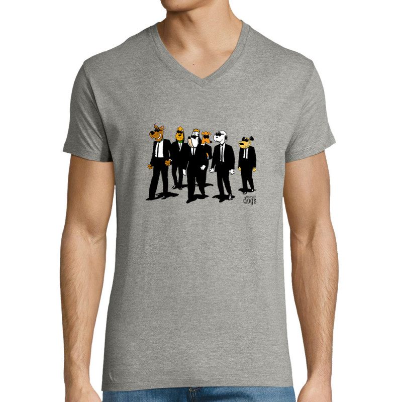 T-shirt homme col V gris chiné Reservoir Dogs (Gondrax,Animaux,Films/Séries,Détournements)