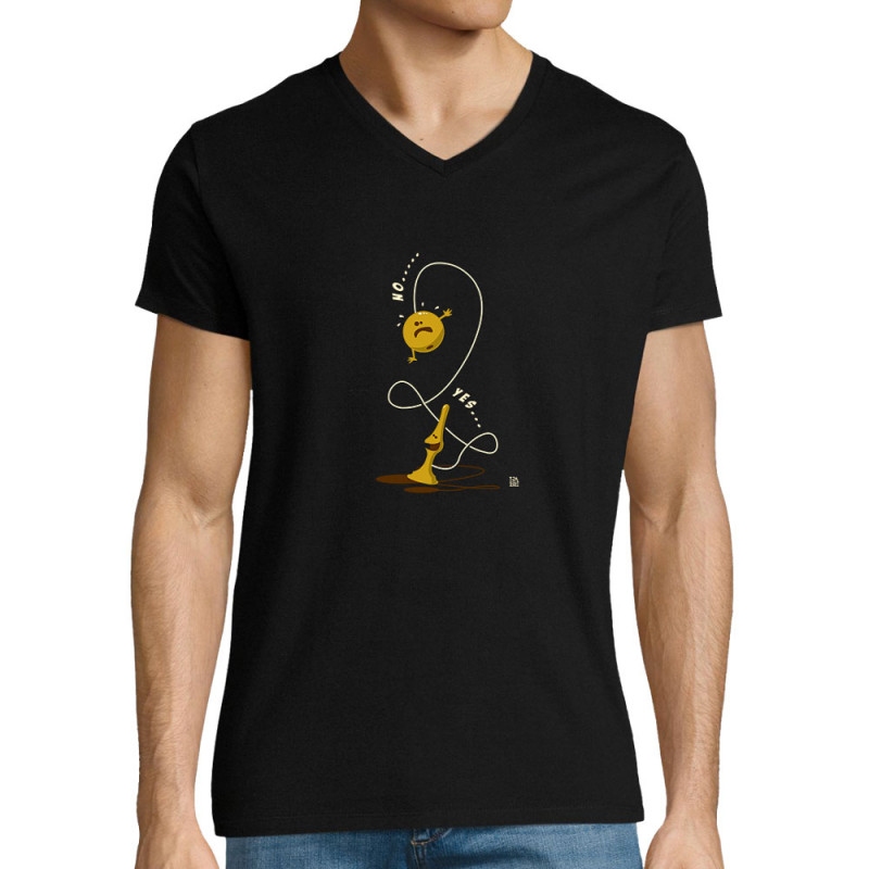 T-shirt homme col V noir Bilboquet (Trabe,Humour)
