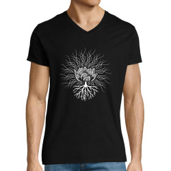 T-shirt homme col V noir Ohm Pagan (Gondrax,Ethnique)