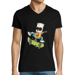 T-shirt homme col V noir Simpskull Skate (Films/Séries,Skate)