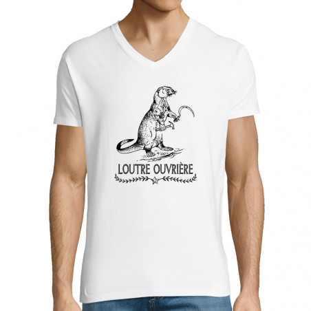 T-shirt homme col V "Loutre...