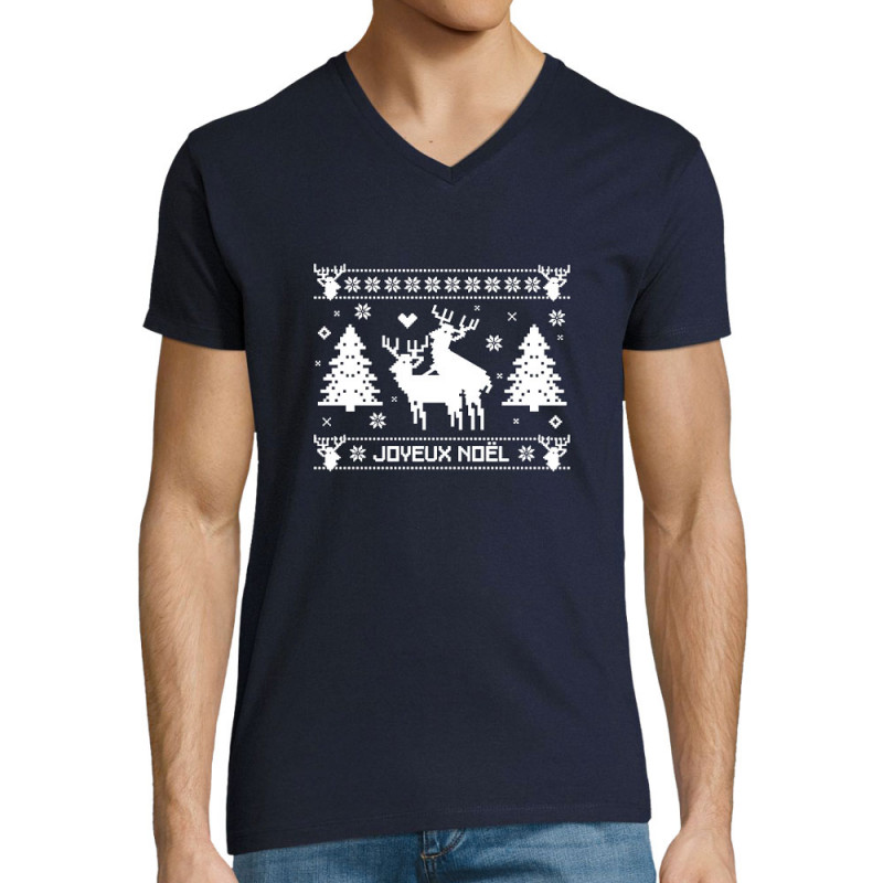 T-shirt homme col V Joyeux Noël