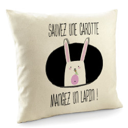 Coussin naturel Sauvez une carotte (Gondrax,Animaux,Humour,Fruits & Légumes)