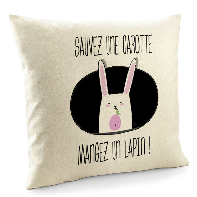 Coussin naturel Sauvez une carotte (Gondrax,Animaux,Humour,Fruits & Légumes)