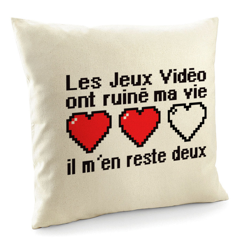 Coussin naturel Les jeux vidéo ont ruiné ma vie (Humour,Jeux Vidéo / Geek)