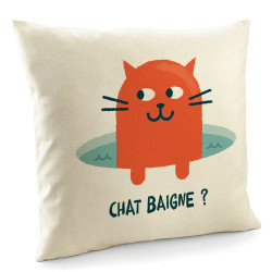 Coussin naturel Chat baigne ? (Alex Kidd,Animaux,Humour,Chats)