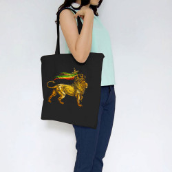 Sac shopping en toile noir Rasta Lion (Animaux,Reggae)