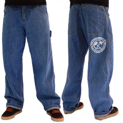 Baggy denim bleu Le prolo se tue à la tâche (Slogans engagés)