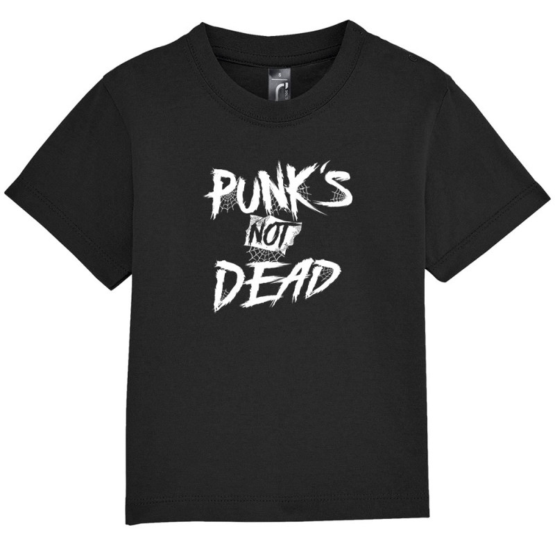 T-shirt bébé noir Punks Not Dead Web (Simon,Rock & Punk)