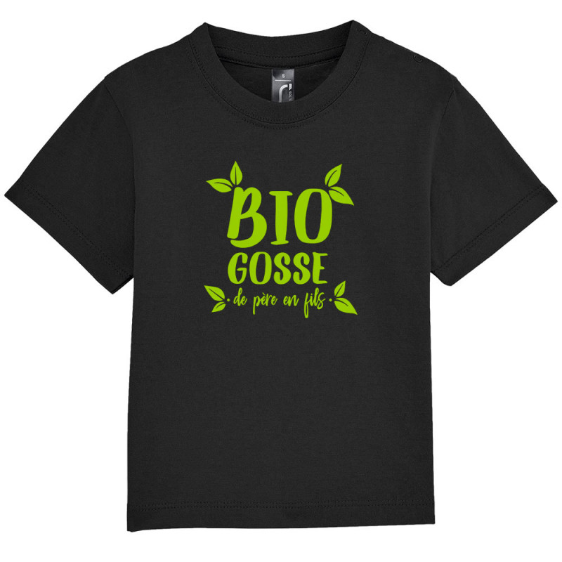 T-shirt bébé noir Bio gosse de père en fils (Zewa,Humour,Ecologie,Bébés)