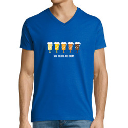 T-shirt homme col V bleu royal All Colors are great (Alex Kidd,Alcool,Slogans engagés)