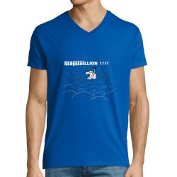 T-shirt homme col V bleu royal Rebêêêêêllion (Mr Mouton,Animaux,Humour)