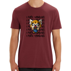 T-shirt homme coton bio bordeaux Aggretsuko - Monday (Le Duc,Jeux Vidéo / Geek,Films/Séries,Manga Kawaï japan)