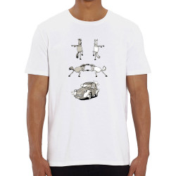 T-shirt homme coton bio blanc 2cv Fusion (Mr Mouton,Animaux,Humour)