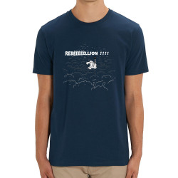 T-shirt homme coton bio bleu marine Rebêêêêêllion (Mr Mouton,Animaux,Humour)