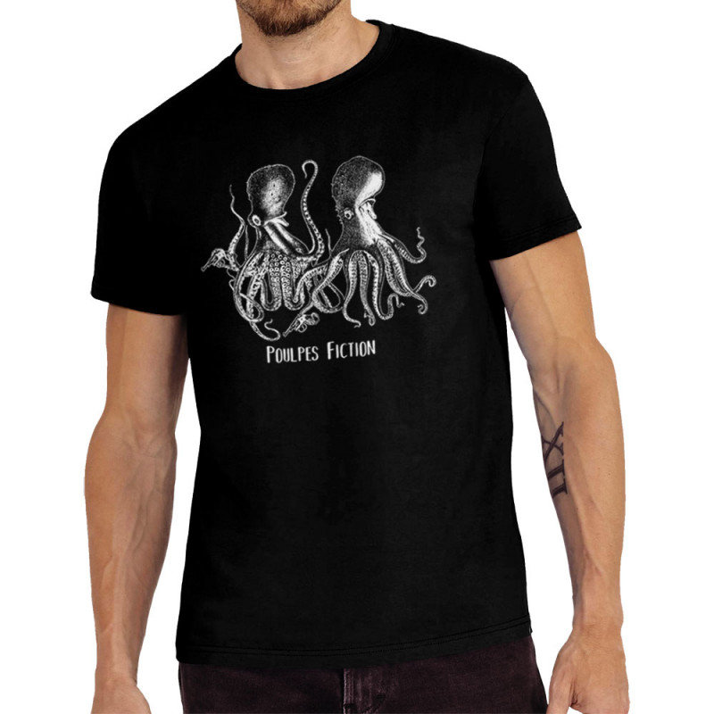Tee-shirt homme noir Poulpes Fiction (Gondrax,Les Bébêtes,Animaux,Films/Séries)