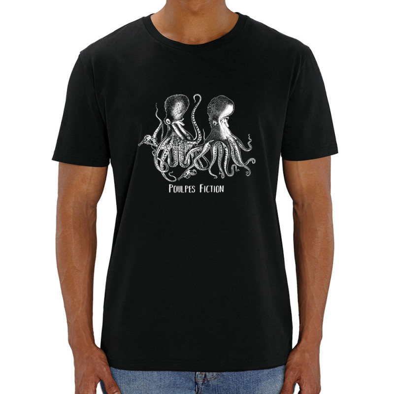 T-shirt homme coton bio noir Poulpes Fiction (Gondrax,Les Bébêtes,Animaux,Films/Séries)