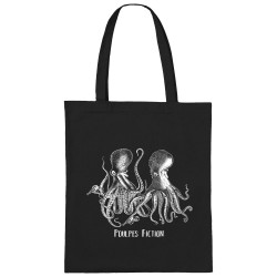 Sac shopping en toile noir Poulpes Fiction (Gondrax,Les Bébêtes,Animaux,Films/Séries)