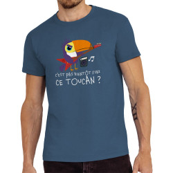Tee-shirt homme bleu denim Fini ce toucan (Andy,Animaux,Humour)