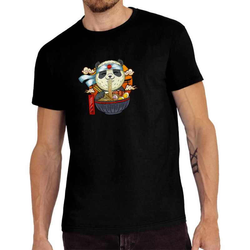 Tee-shirt homme noir Asian Food Panda (Animaux,Manga Kawaï japan)