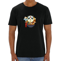 T-shirt homme coton bio noir Asian Food Panda (Animaux,Manga Kawaï japan)