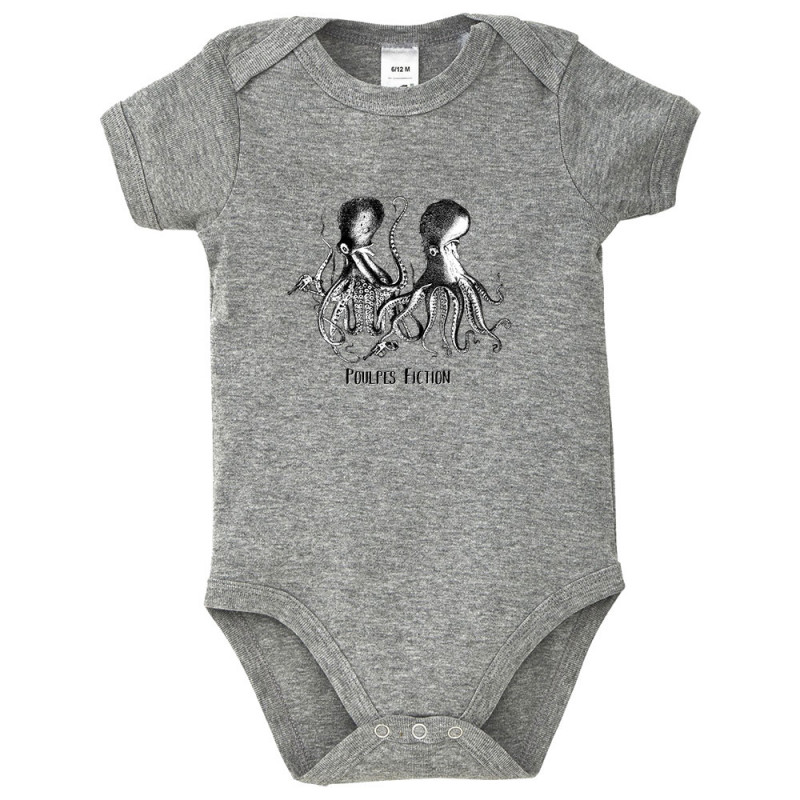 Body bébé gris chiné Poulpes Fiction (Gondrax,Les Bébêtes,Animaux,Films/Séries)
