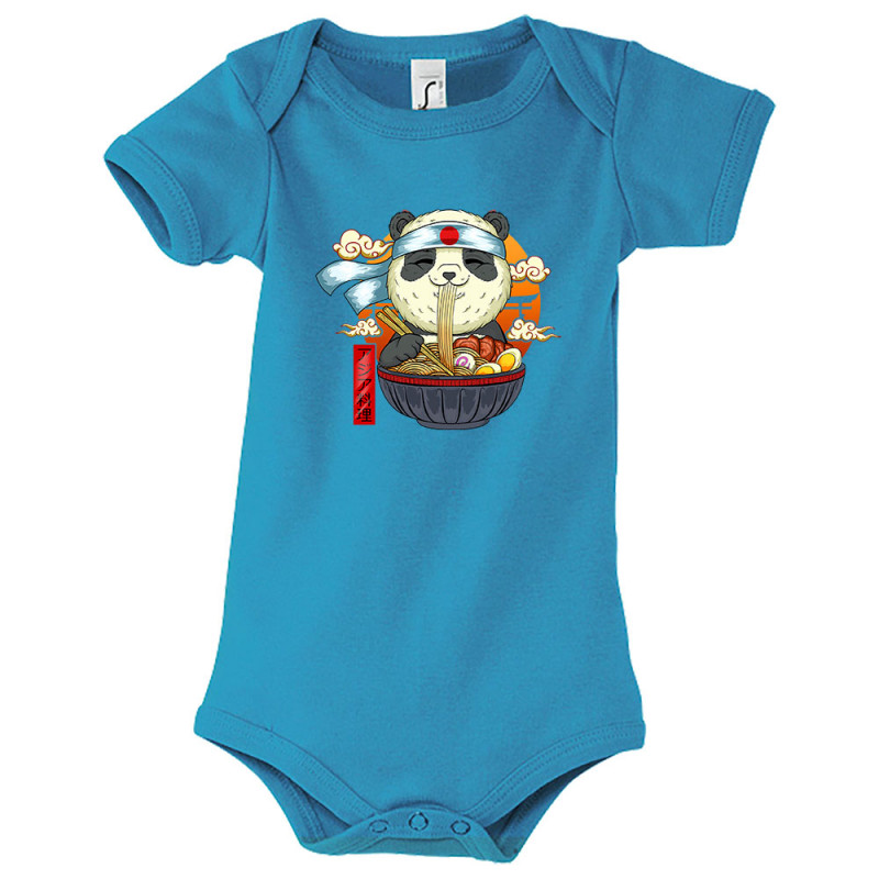 Body bébé bleu azur Asian Food Panda (Animaux,Manga Kawaï japan)