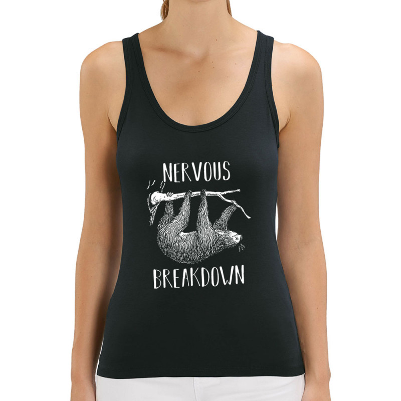 Débardeur femme coton bio noir Nervous Breakdown Paresseux (Gondrax,Les Bébêtes,Animaux,Paresse)