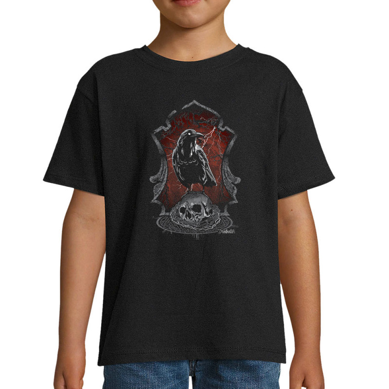 T-shirt enfant noir Diabolik Evil Crow (Simon,Diabolik,Têtes de morts,Enfer)