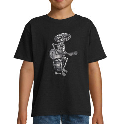 T-shirt enfant noir Santa Muerte - El Guitarrista (Santa Muerte,Têtes de morts,Rock & Punk)