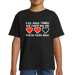 T-shirt enfant noir Les jeux vidéo ont ruiné ma vie (Humour,Jeux Vidéo / Geek)