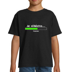 T-shirt enfant noir Je réfléchis Patientez (Gondrax,Jeux Vidéo / Geek,Humour,Des chiffres et des lettres,Devoirs de vacances)