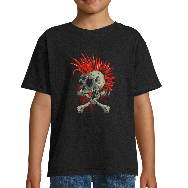 T-shirt enfant noir Iroskull (Simon,Têtes de morts,Rock & Punk)