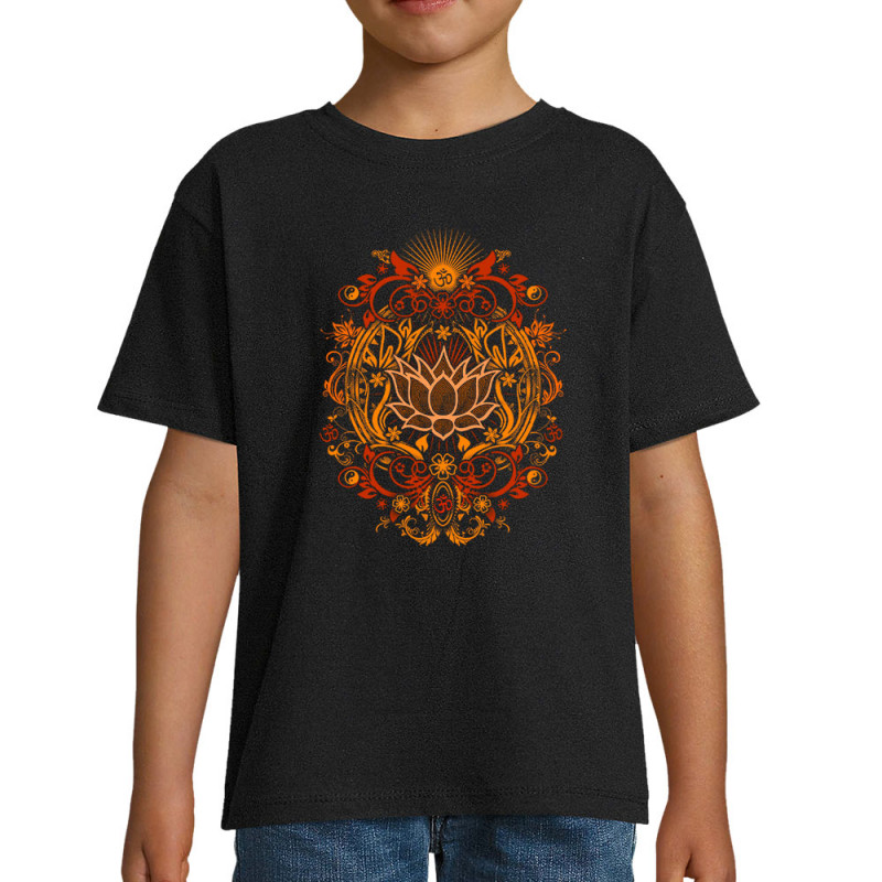 T-shirt enfant noir Lotus Blossom (Gondrax,Ethnique)