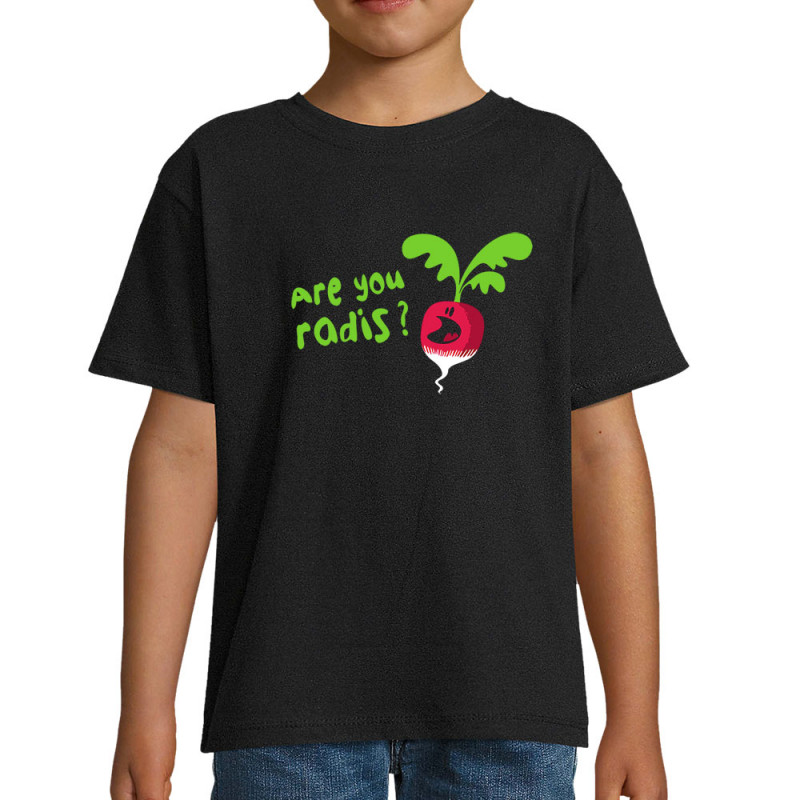 T-shirt enfant noir Are You Radis (Ted Boundy,Fruits & Légumes,Humour)