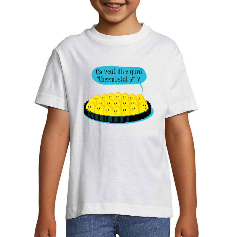 T-shirt enfant blanc Ça veut dire quoi thermostat 7 (Ted Boundy,Animaux,Humour,Fruits & Légumes)