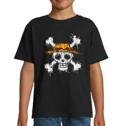 T-shirt enfant noir One Skull (Le Duc,Têtes de morts,Jeux Vidéo / Geek,Manga Kawaï japan,Détournements)