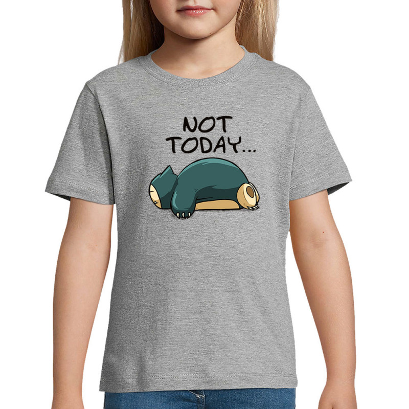 T-shirt enfant gris chiné Not Today (Le Duc,Animaux,Humour,Chats,Manga Kawaï japan)