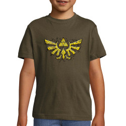T-shirt enfant kaki foncé Triforce Stone (Le Duc,Jeux Vidéo / Geek)