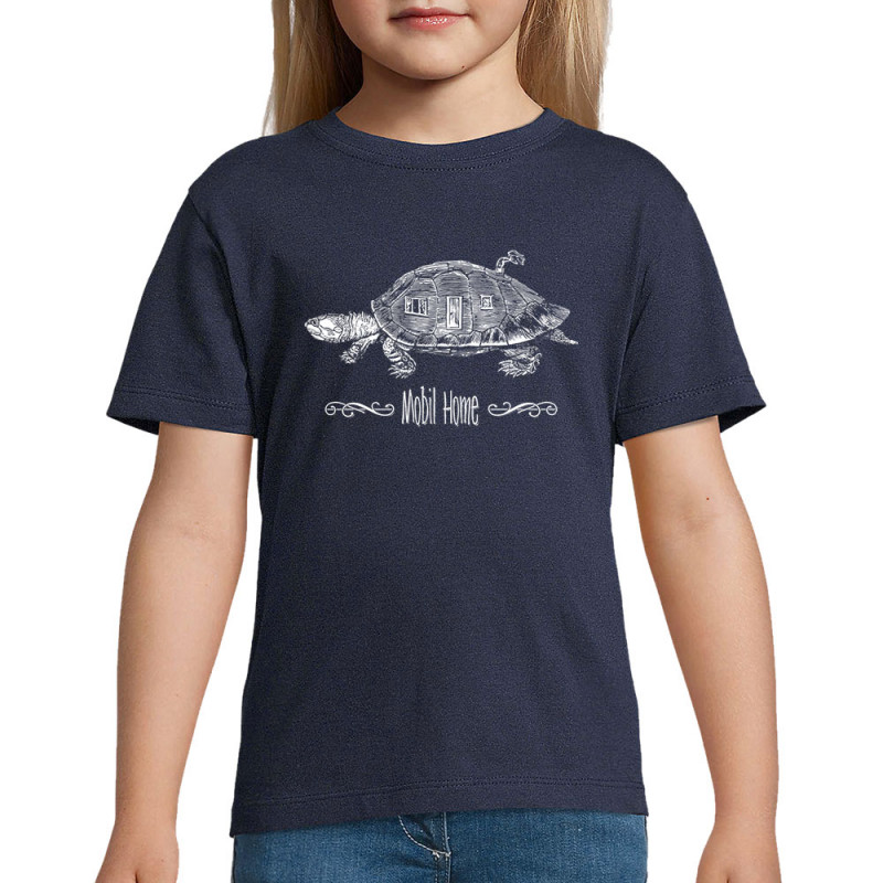 T-shirt enfant bleu marine Mobil Home (Gondrax,Animaux,Humour,Les Bébêtes)