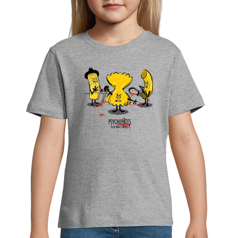 T-shirt enfant gris chiné Psychopâtes (Gondrax,Fruits & Légumes,Humour)