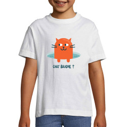 T-shirt enfant blanc Chat baigne ? (Alex Kidd,Animaux,Humour,Chats)