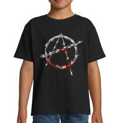 T-shirt enfant noir Anarchie Barbelés (Rock & Punk,Slogans engagés)