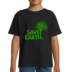 T-shirt enfant noir Save Earth (Ecologie)