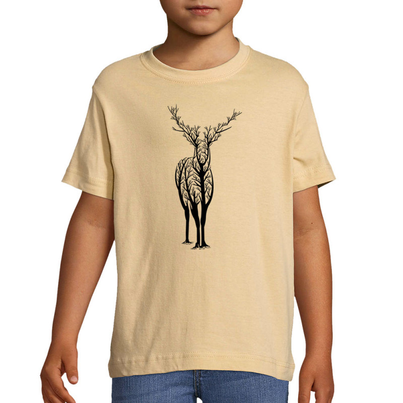 T-shirt enfant sable Deer Trees (Caffein Art,Animaux)