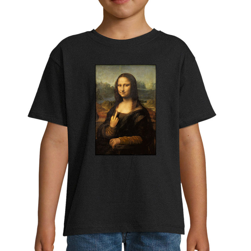 T-shirt enfant noir La Joconde Fuck (Gondrax,Humour,Rock & Punk,Musée)