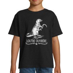 T-shirt enfant noir Loutre Ouvrière (Gondrax,Les Bébêtes,Animaux,Humour)