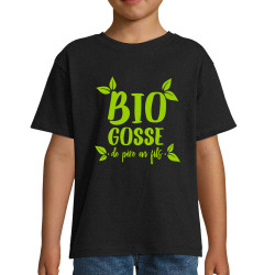 T-shirt enfant noir Bio gosse de père en fils (Zewa,Humour,Ecologie,Bébés)